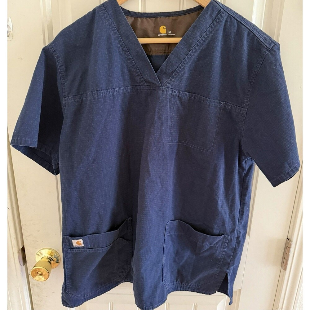 Carhartt V Neck Scrub Shirt Blue Classic Fit Men’s Size M